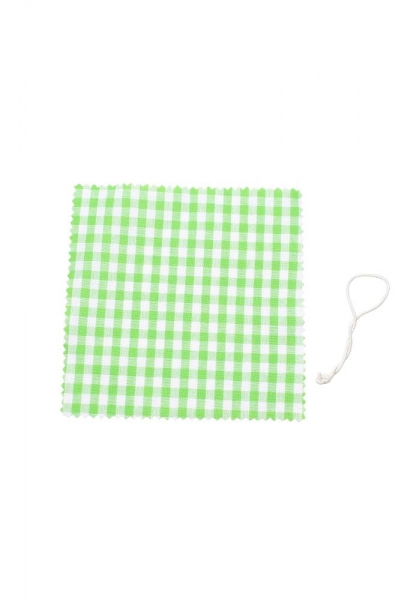 Deckchen 120mm hellgrün/weiss kariert quadratisch, Stoff inkl. Textilschlaufe natur